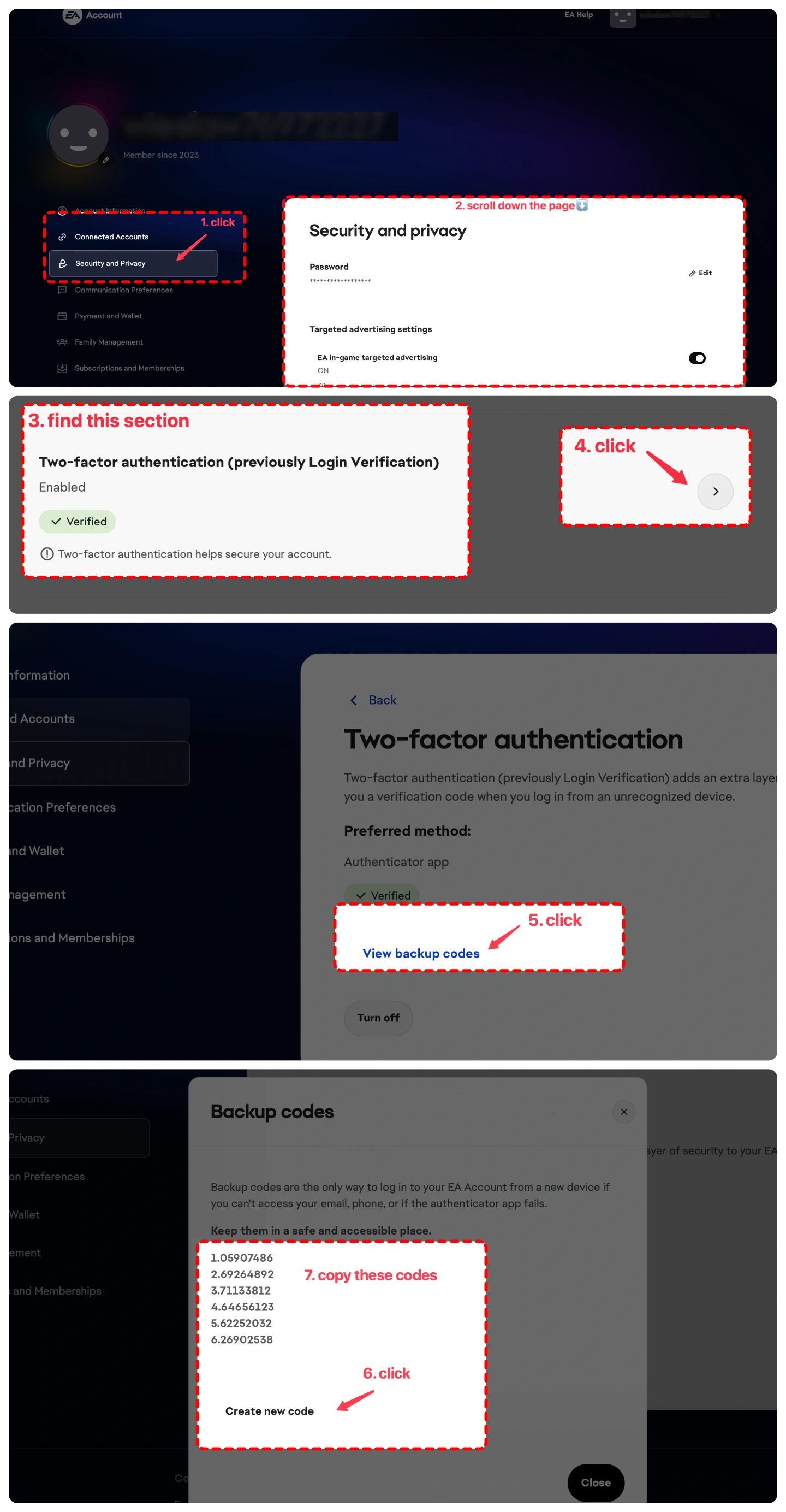 Steps to get FC 25 backup codes