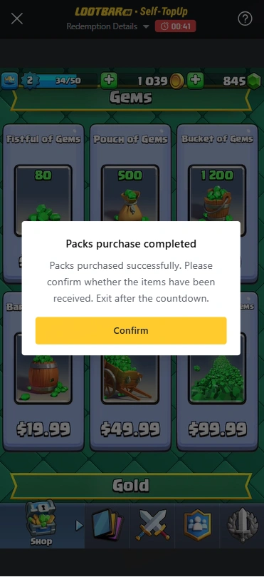 Step to top up Clash Royale on LootBar - 4