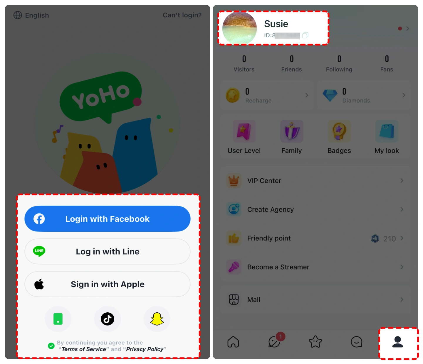 Step to get your account details for YoHo recharge&nbsp;